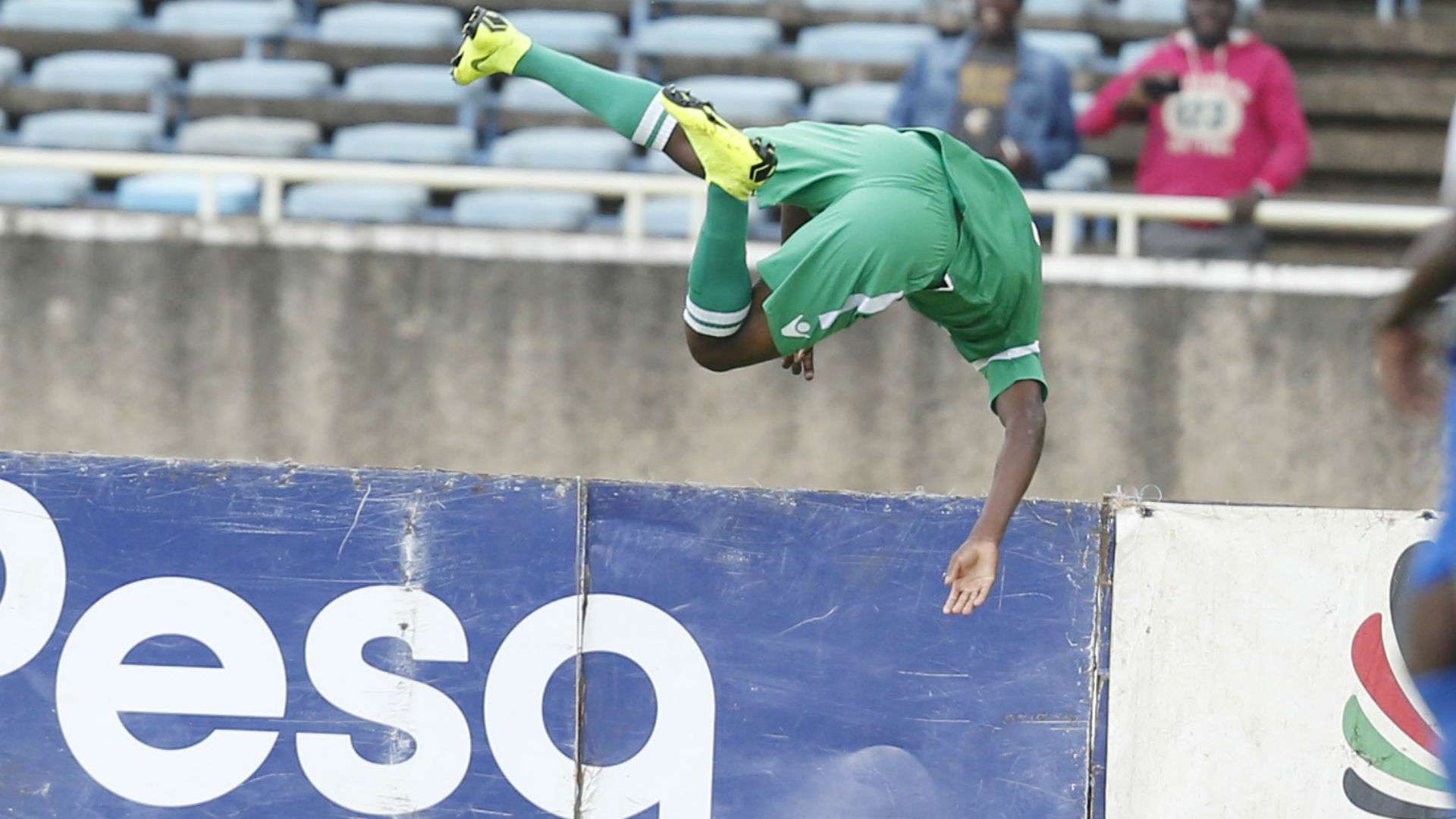 Gor Mahia striker Nicholas Kipkirui celebrates against AFC Leopards.