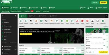 Unibet homepage