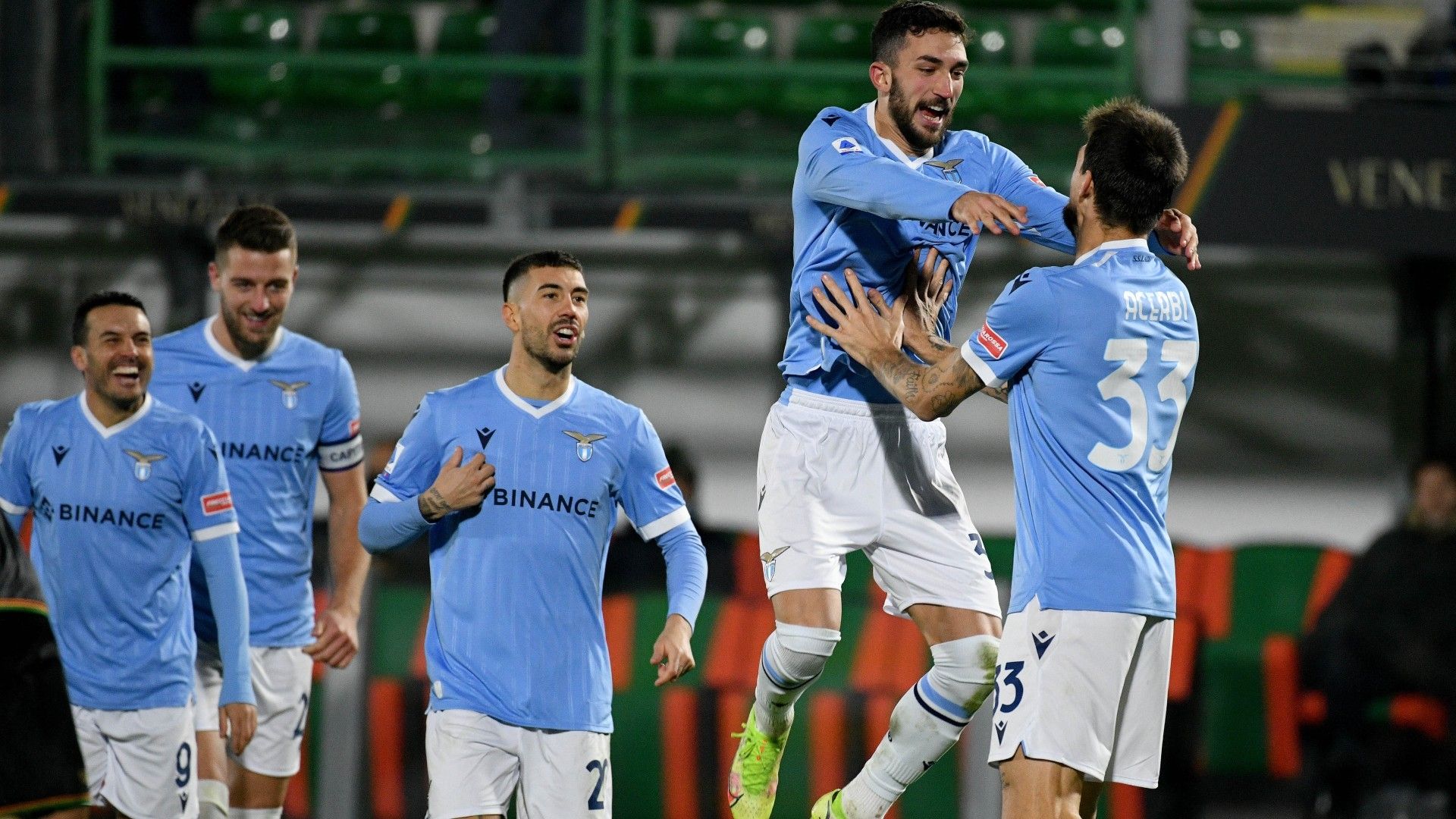 Lazio celebrates goal against Venezia