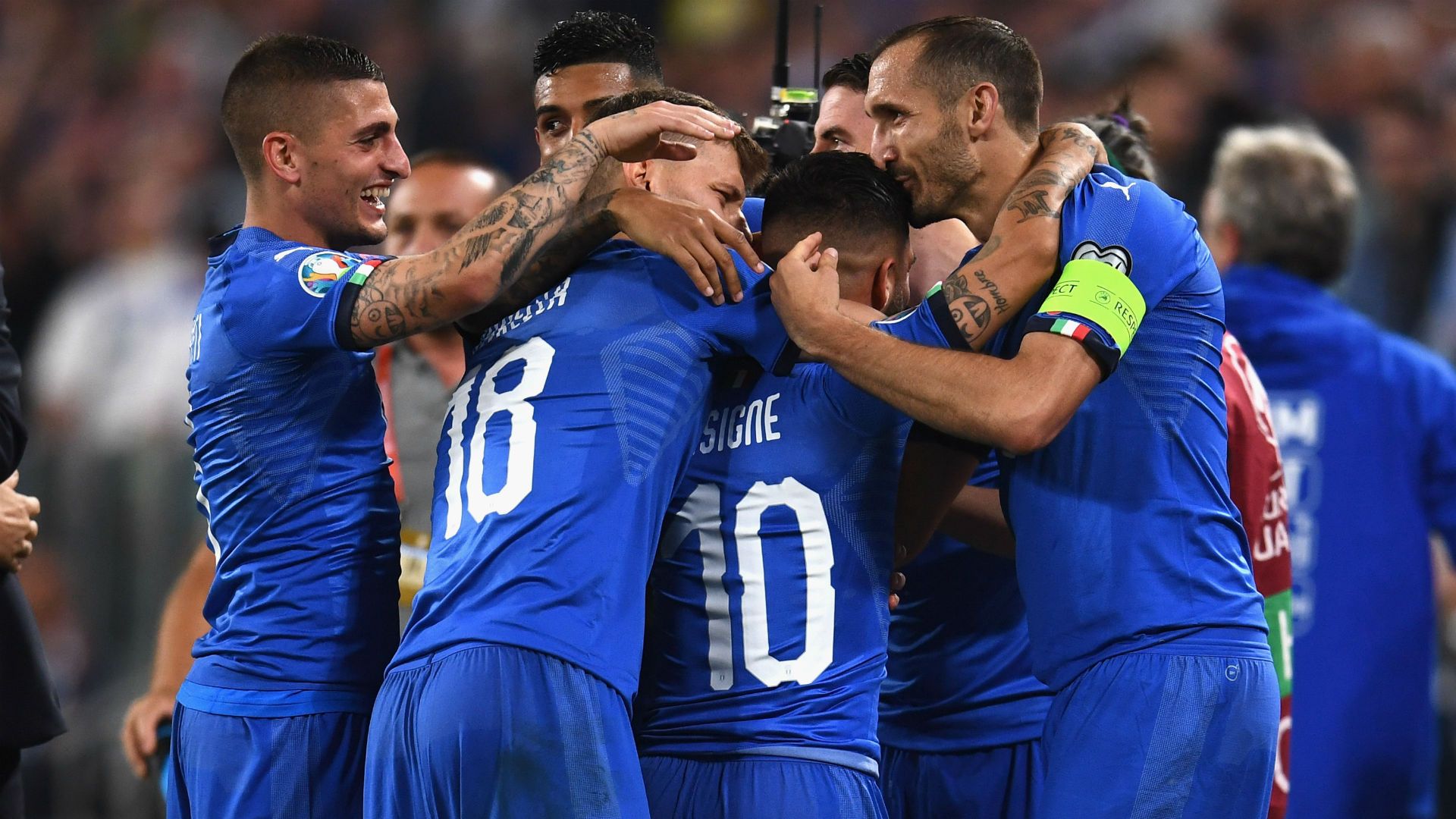 Italy celebrating Italy Bosnia Euro 2020