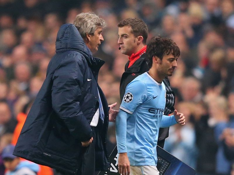 Manuel Pellegrini  David Silva Manchester City  CSKA Moscow  UEFA Championship 11052013