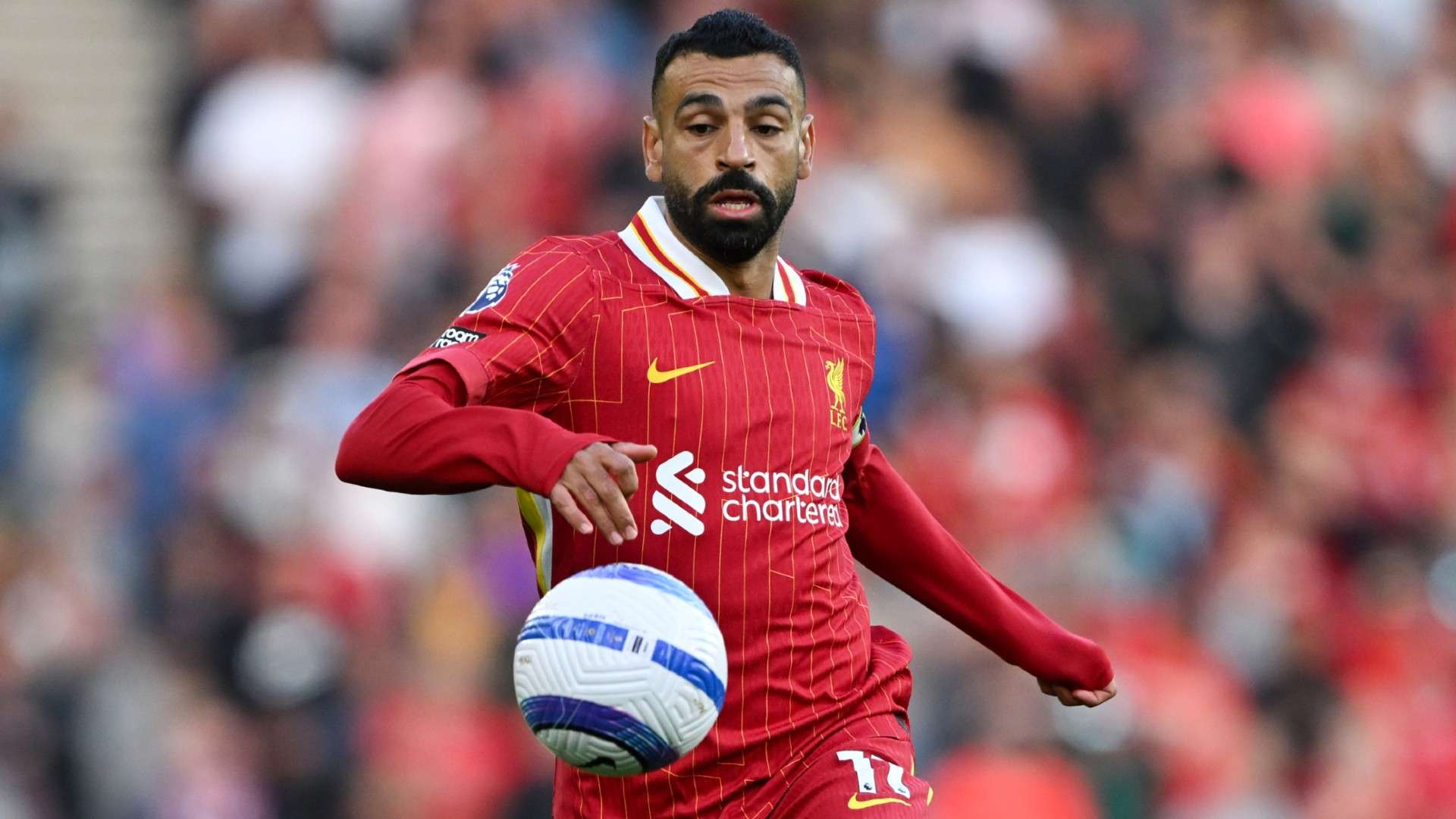 Mohamed Salah of Liverpool in action