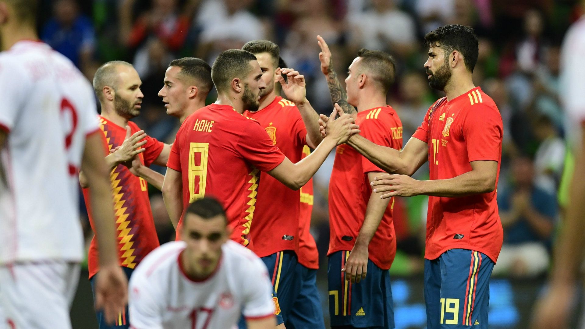Koke Diego Costa Iago Aspas Spain Tunisia 09062018