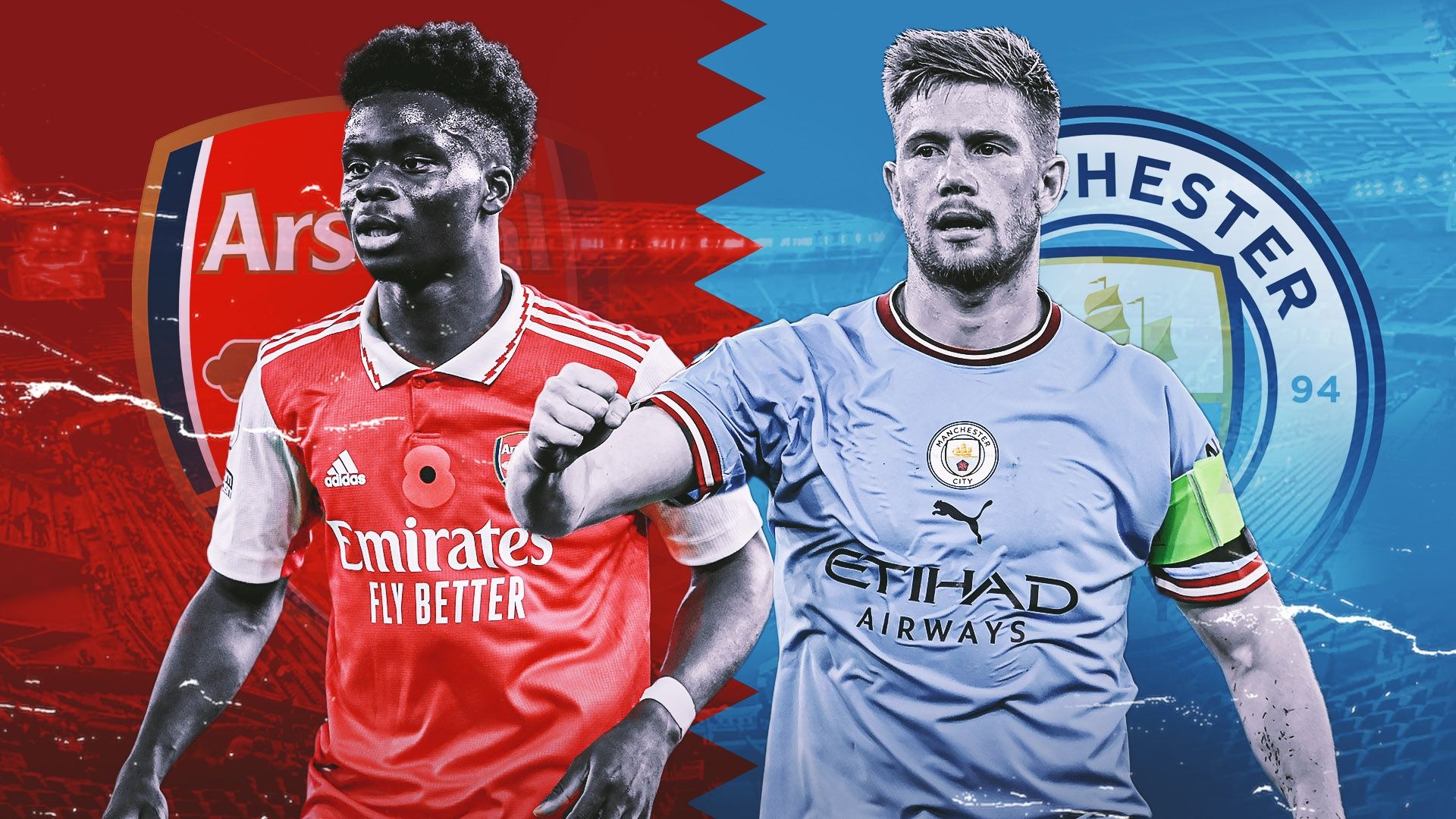 Arsenal vs Manchester City Bukayo Saka Kevin De Bruyne 2022-23 Premier League