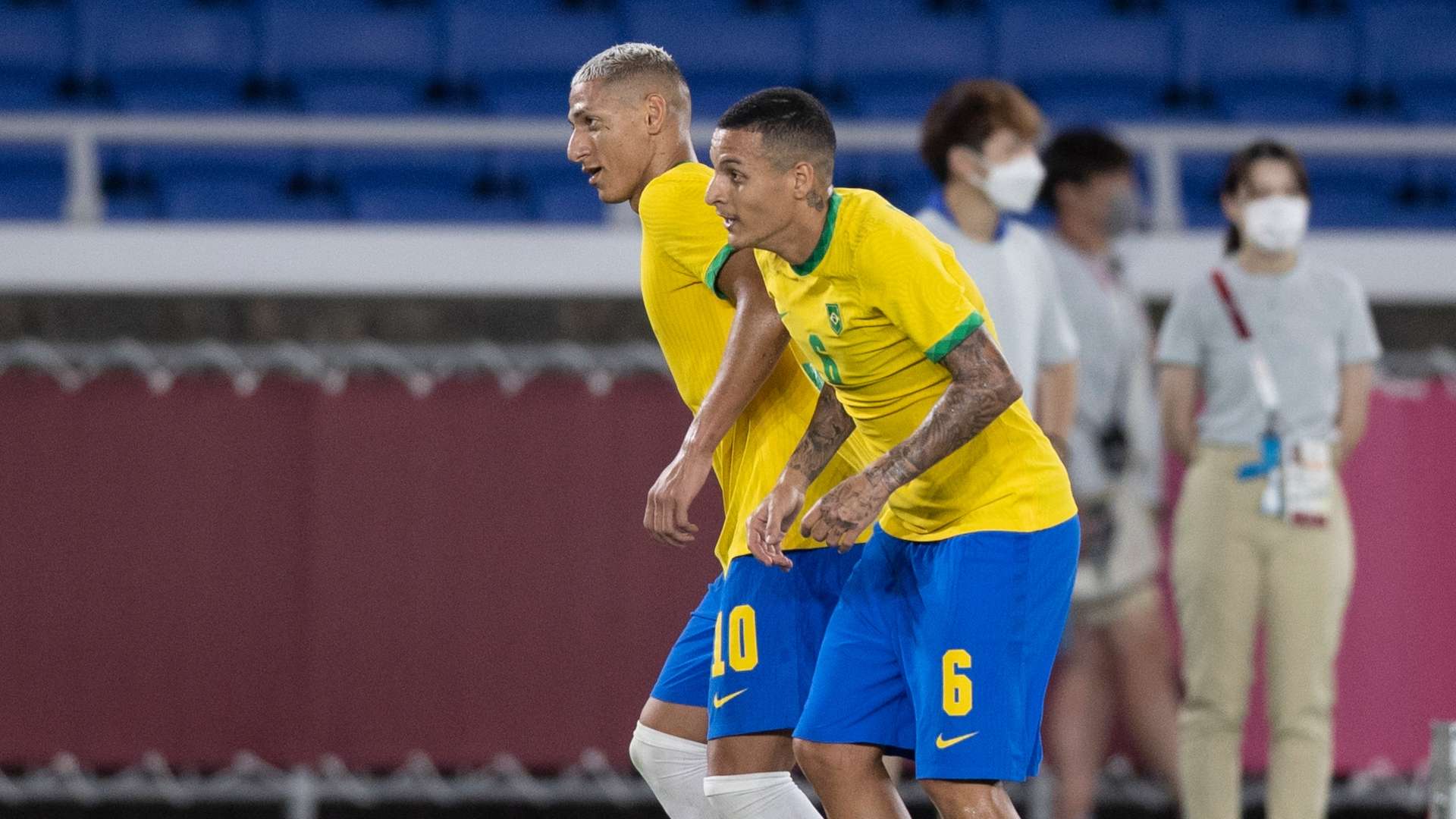 Richarlison e Arana fazem a dança do pombo em Brasil x Alemanha, Olimpíadas de Tóquio, futebol masculino, 22072021
