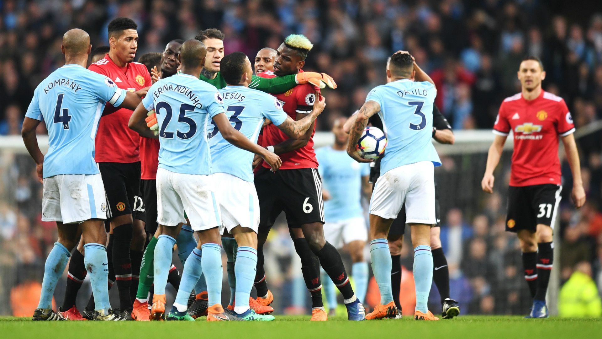 Manchester City Manchester United Premier League Fight