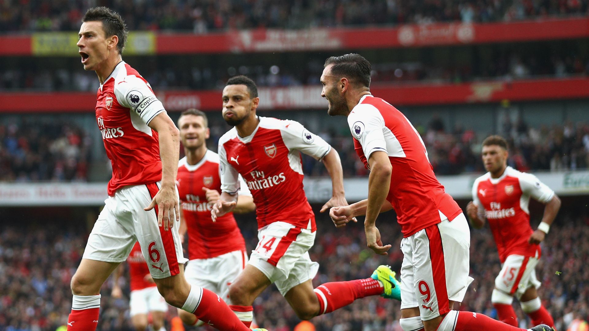 Koscielny celebrates Arsenal Southampton