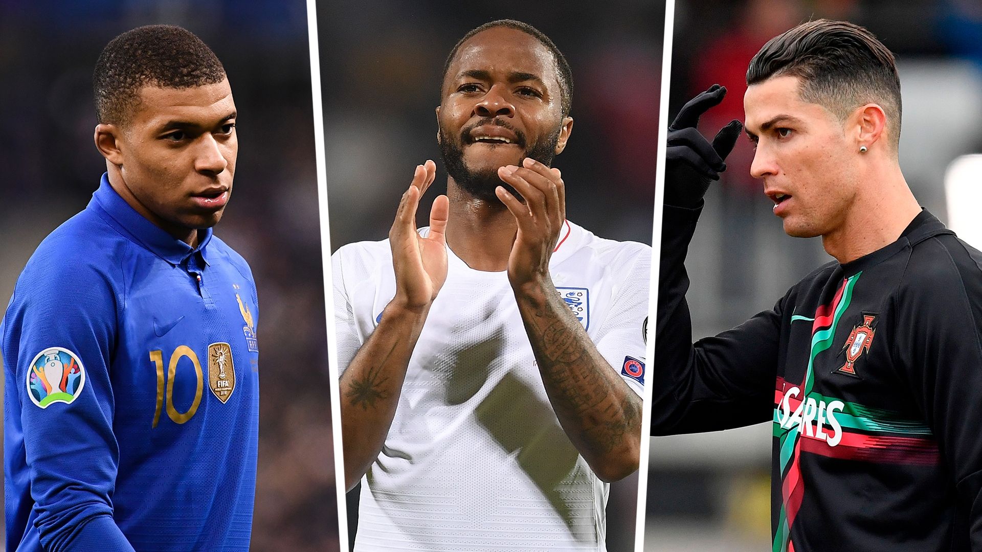 Kylian Mbappe Cristiano Ronaldo Raheem Sterling GFX