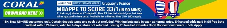 Coral new customer offer 33/1 Mbappe to score anytime footer