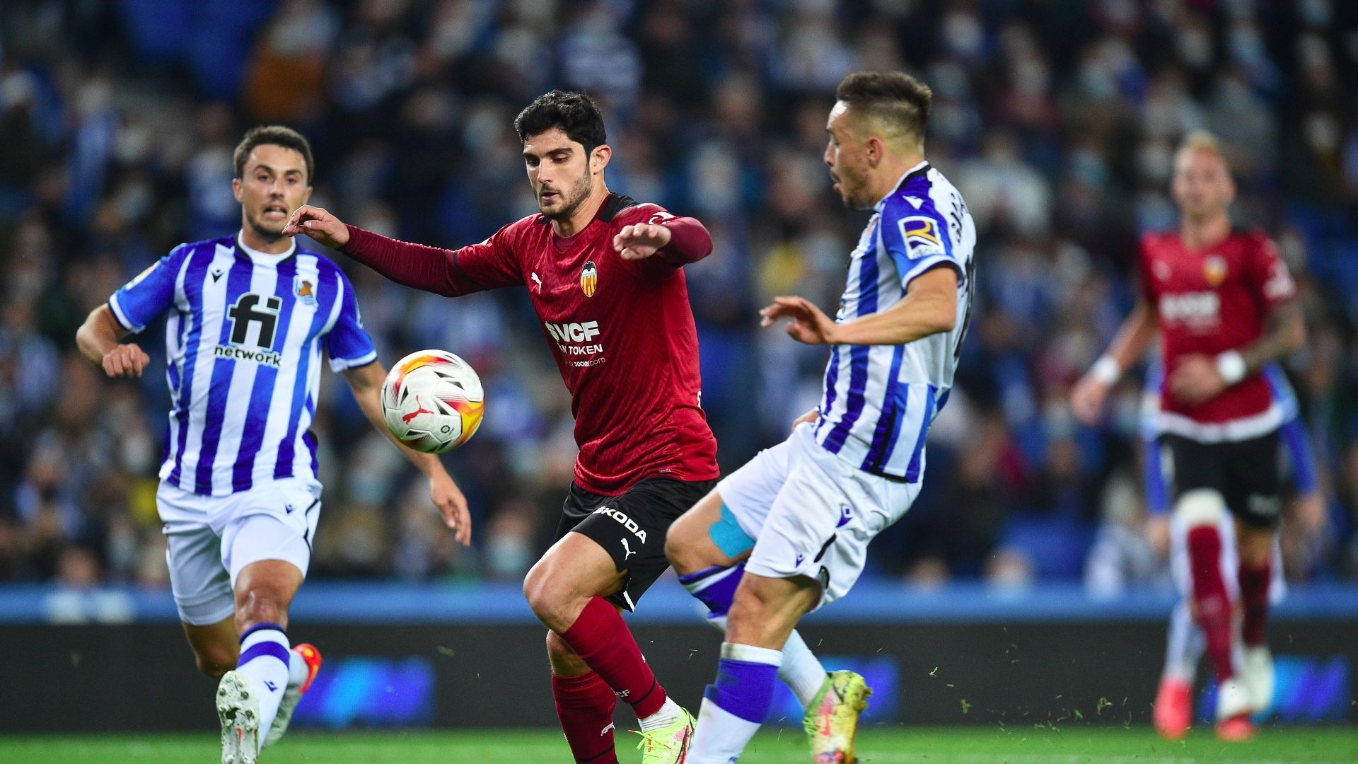 Guedes, durante el Real Sociedad vs. Valencia