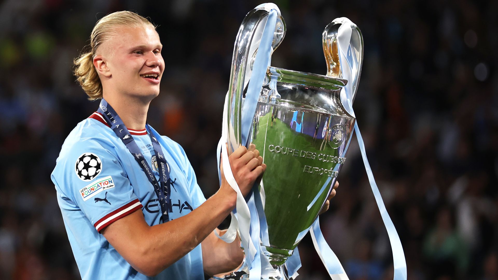 Erling Haaland Champions League trophy