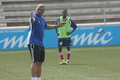Coach Ricardo Mannetti of Namibia takes his first training on Monday
