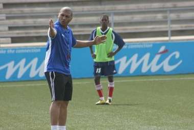 Coach Ricardo Mannetti of Namibia takes his first training on Monday