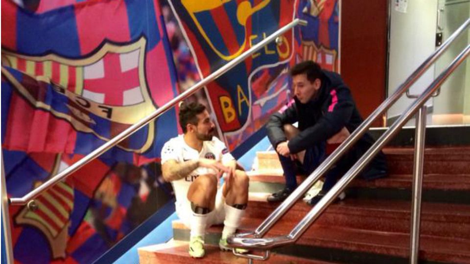 Messi y Lavezzi en el Camp Nou