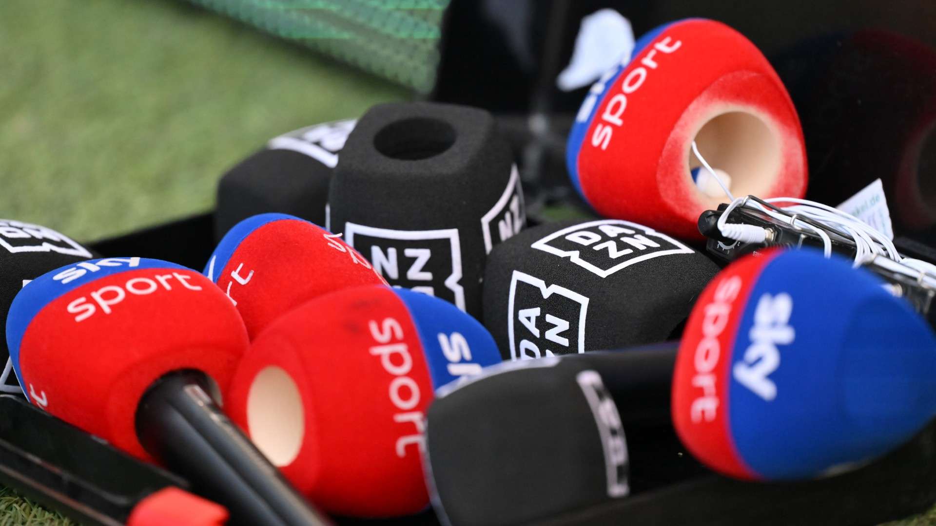 Several microphone covers of sky sports and DAZN