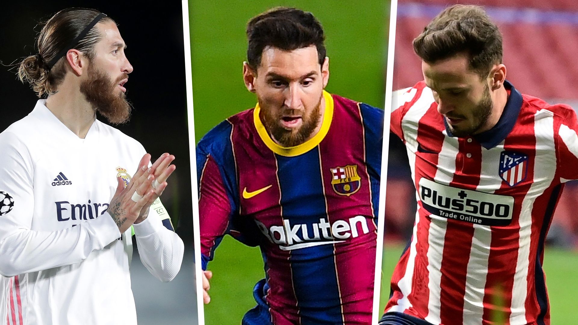 Ramos, Messi y Saúl, Real Madrid, Barcelona y Atlético de Madrid