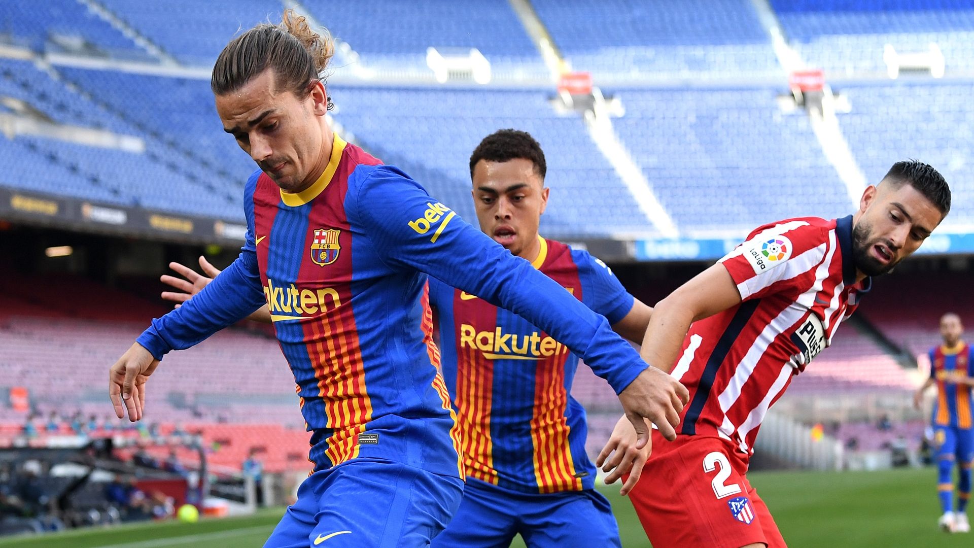 Griezmann, Dest y Carrasco, Barcelona vs. Atlético de Madrid