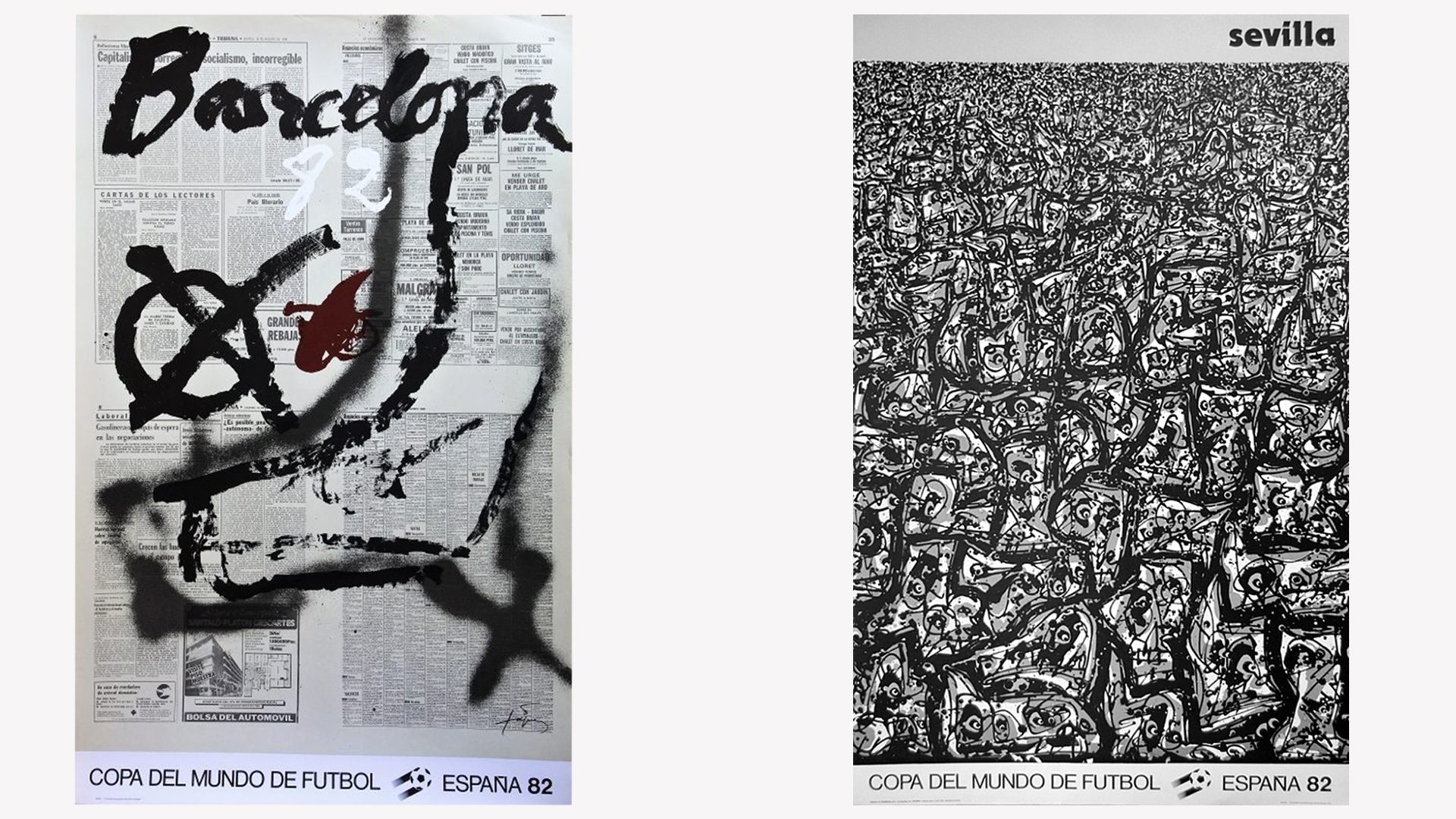 Carteles de Antoni Tàpies para el Mundial de España 82 y de Antonio Saura para el Mundial de España 82
