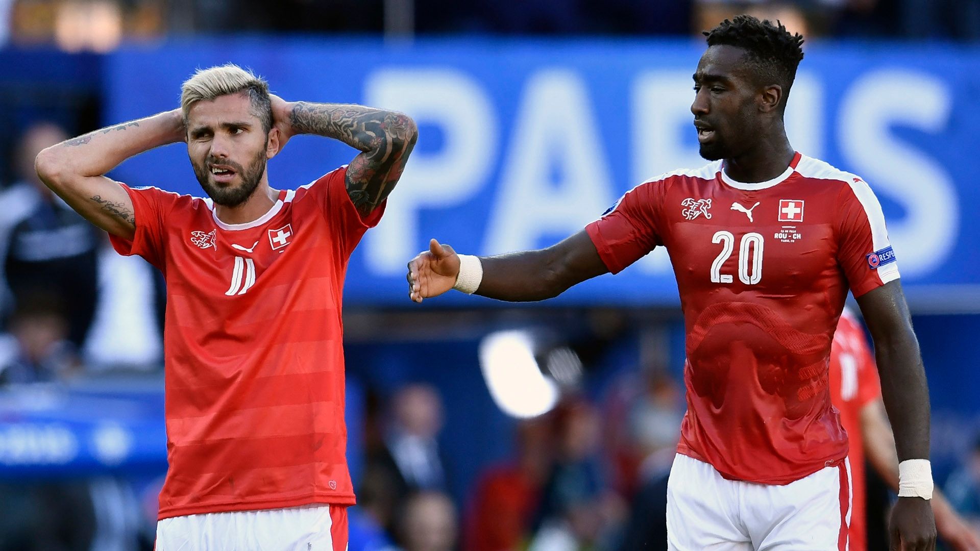 Valon Behrami and Johan Djourou Switzerland Romania Euro 2016