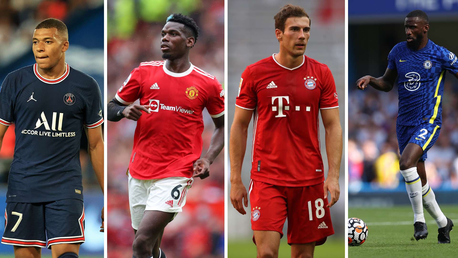 Kylian Mbappe, Paul Pogba, Leon Goretzka, Antonio Rudiger GFX