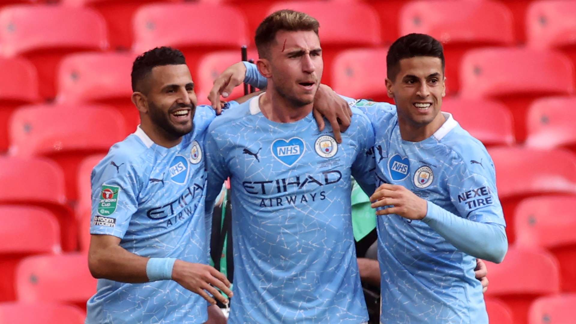 Aymeric Laporte Riyad Mahrez Joao Cancelo Man City vs Tottenham Carabao Cup final 2020-21