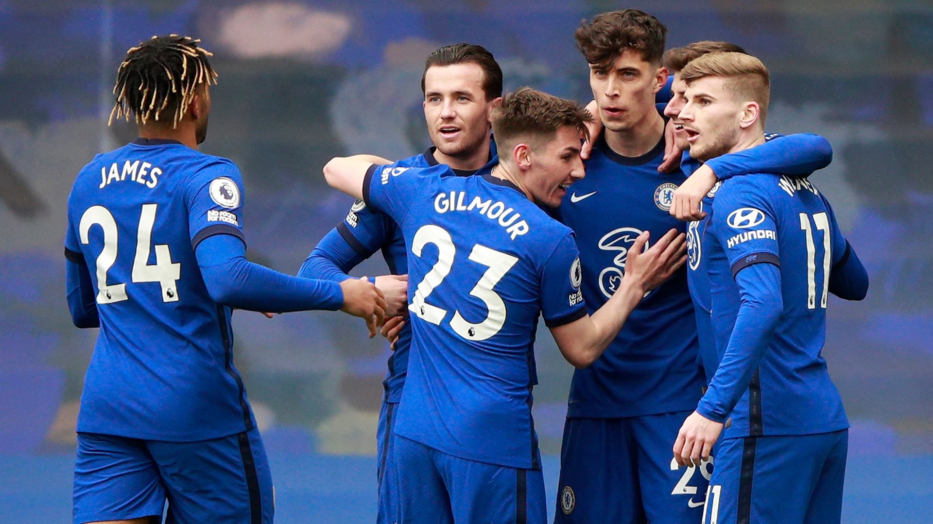 Chelsea celebrating Kai Havertz goal 2020-21