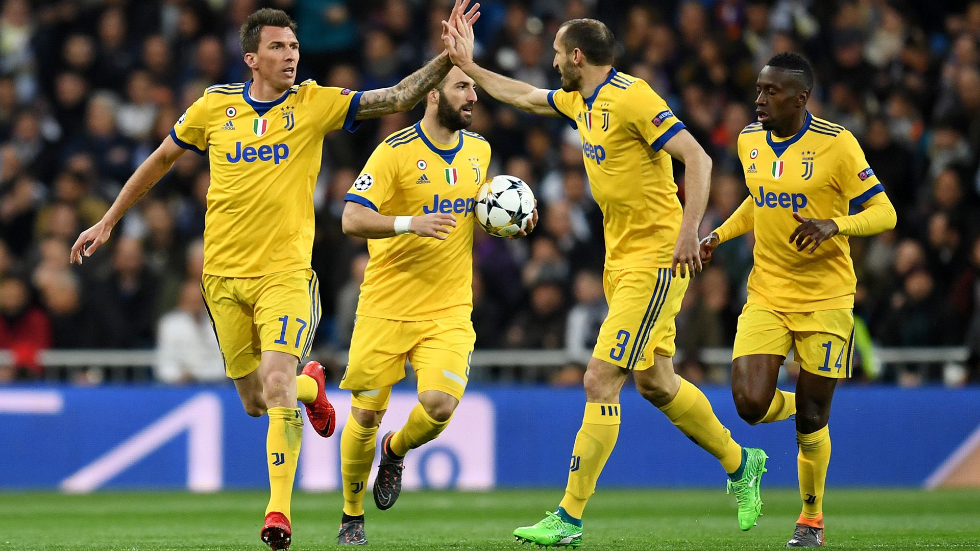 Juventus celebrating Real Madrid Juventus Champions League