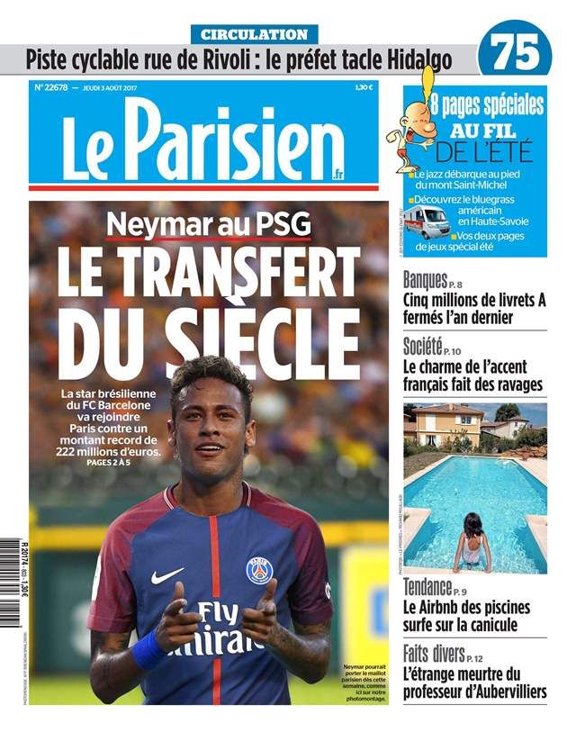 Neymar au PSG - Revue de Presse - Le Parisien