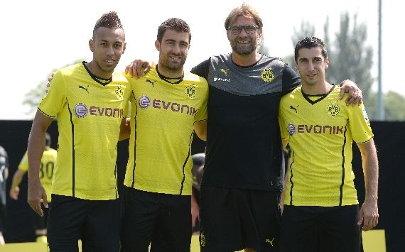 Henrikh Mkhitaryan, Jürgen Klopp, Aubameyang; Borussia Dortmund