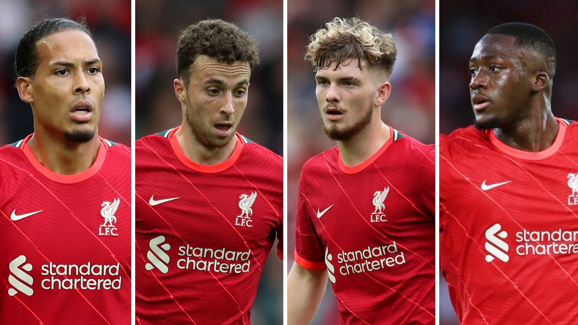 Virgil van Dijk Diogo Jota Harvey Elliott Ibrahima Konate Liverpool 2021