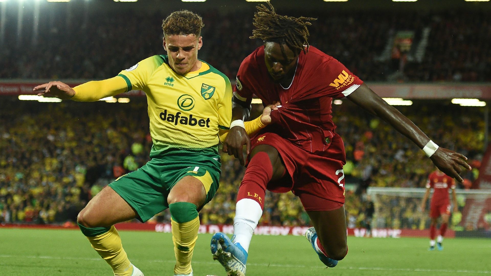 Max Aarons Divock Origi Liverpool Norwich Premier League 2019