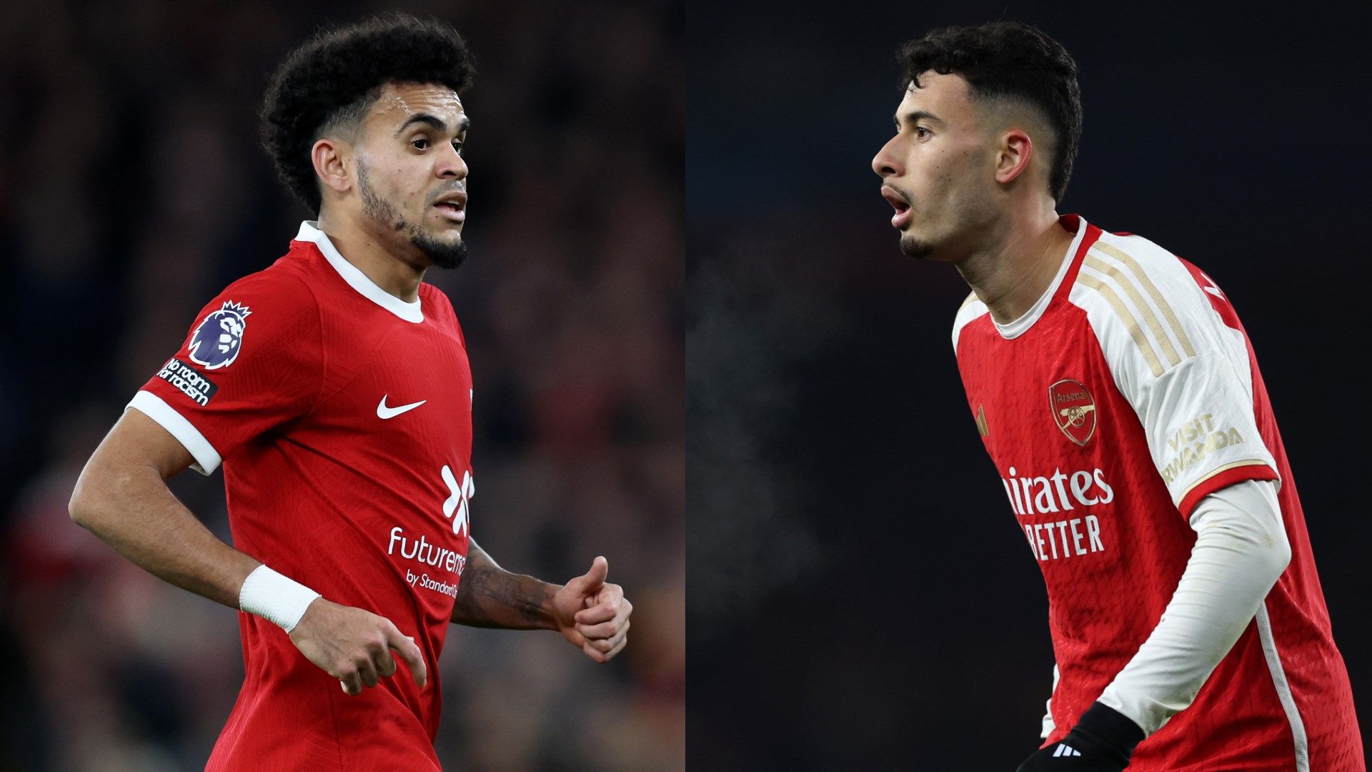 Luis Diaz Gabriel Martinelli Liverpool Arsenal 2023-24 GFX