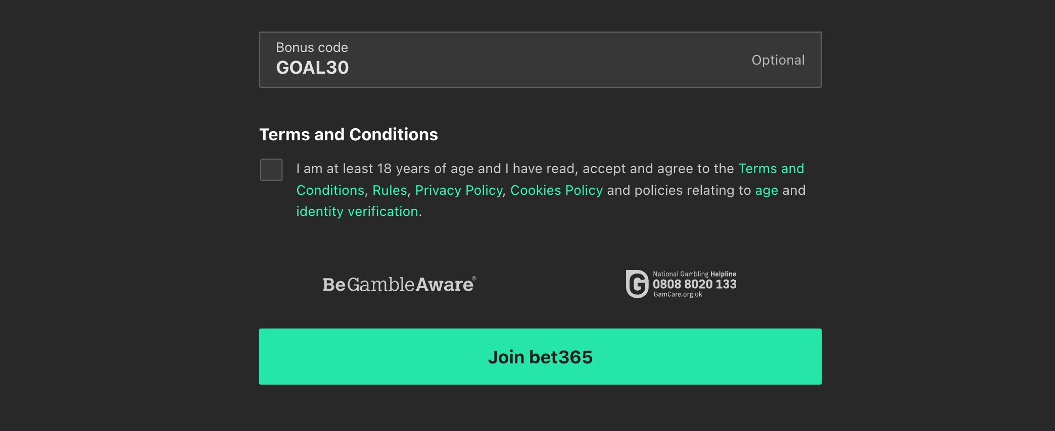 bet365 bonus code UK