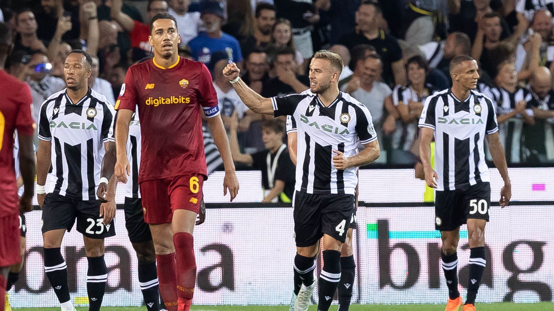 Udinese Lovric celebrating Roma Serie A
