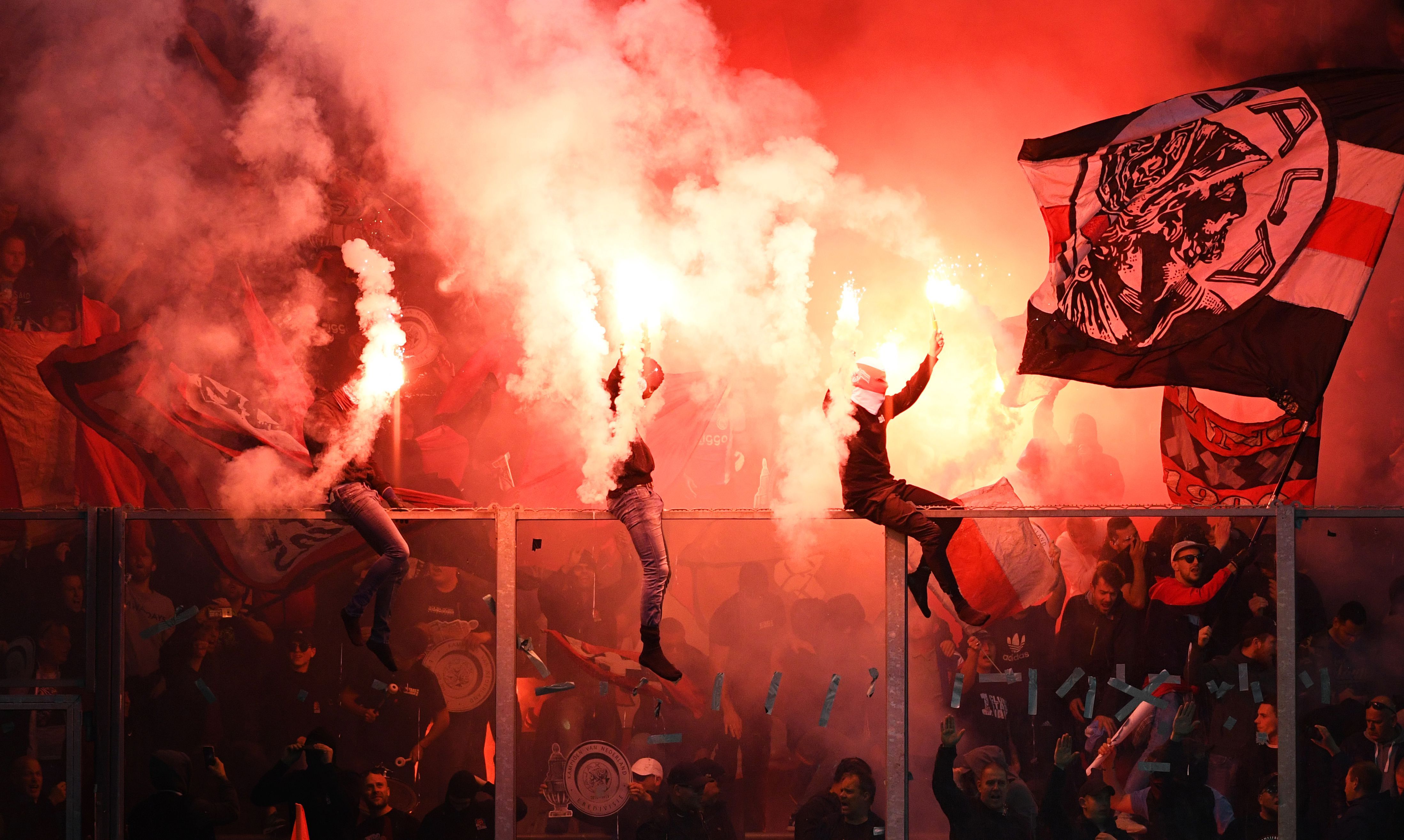Ajax Fans Pyro Bengalo Hooligan