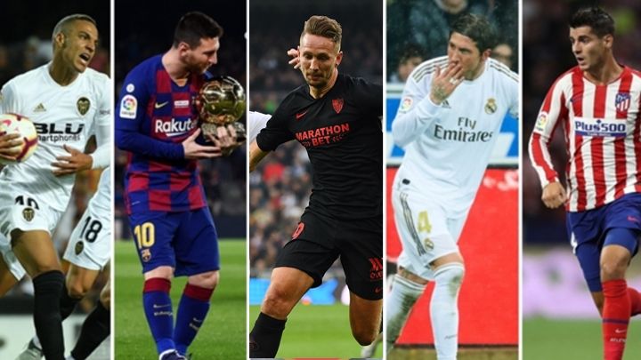 Rodrigo, Messi, De Jong, Ramos y Morata (Valencia, Barcelona, Sevilla, Real Madrid y Atlético de Madrid)
