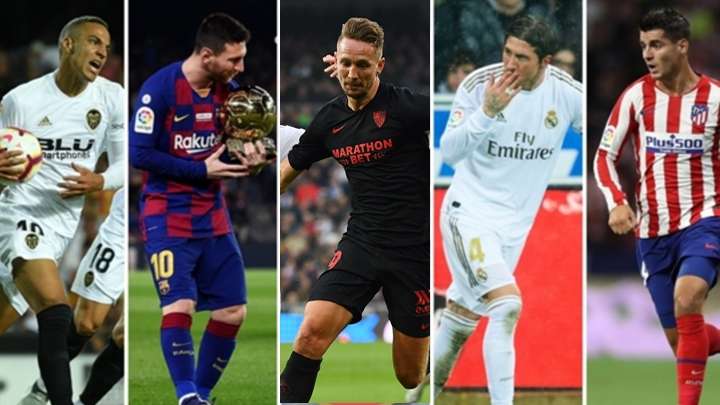 Rodrigo, Messi, De Jong, Ramos y Morata (Valencia, Barcelona, Sevilla, Real Madrid y Atlético de Madrid)