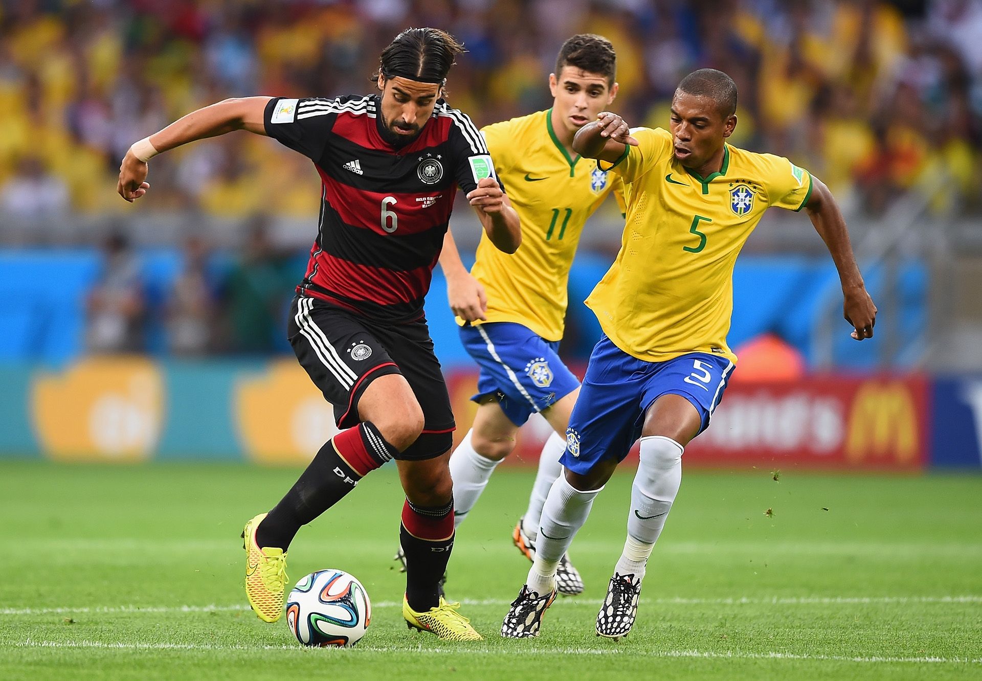 Fernandinho Brazil Sami Khedira Germany 2014 World Cup Quarter-final 07082014