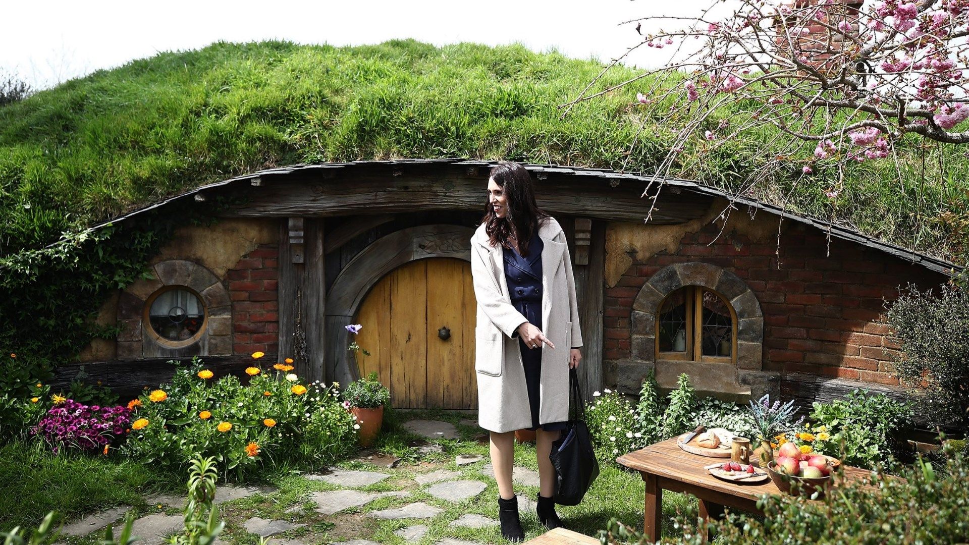 Jacinda Ardern Hobbiton New Zealand Matamata