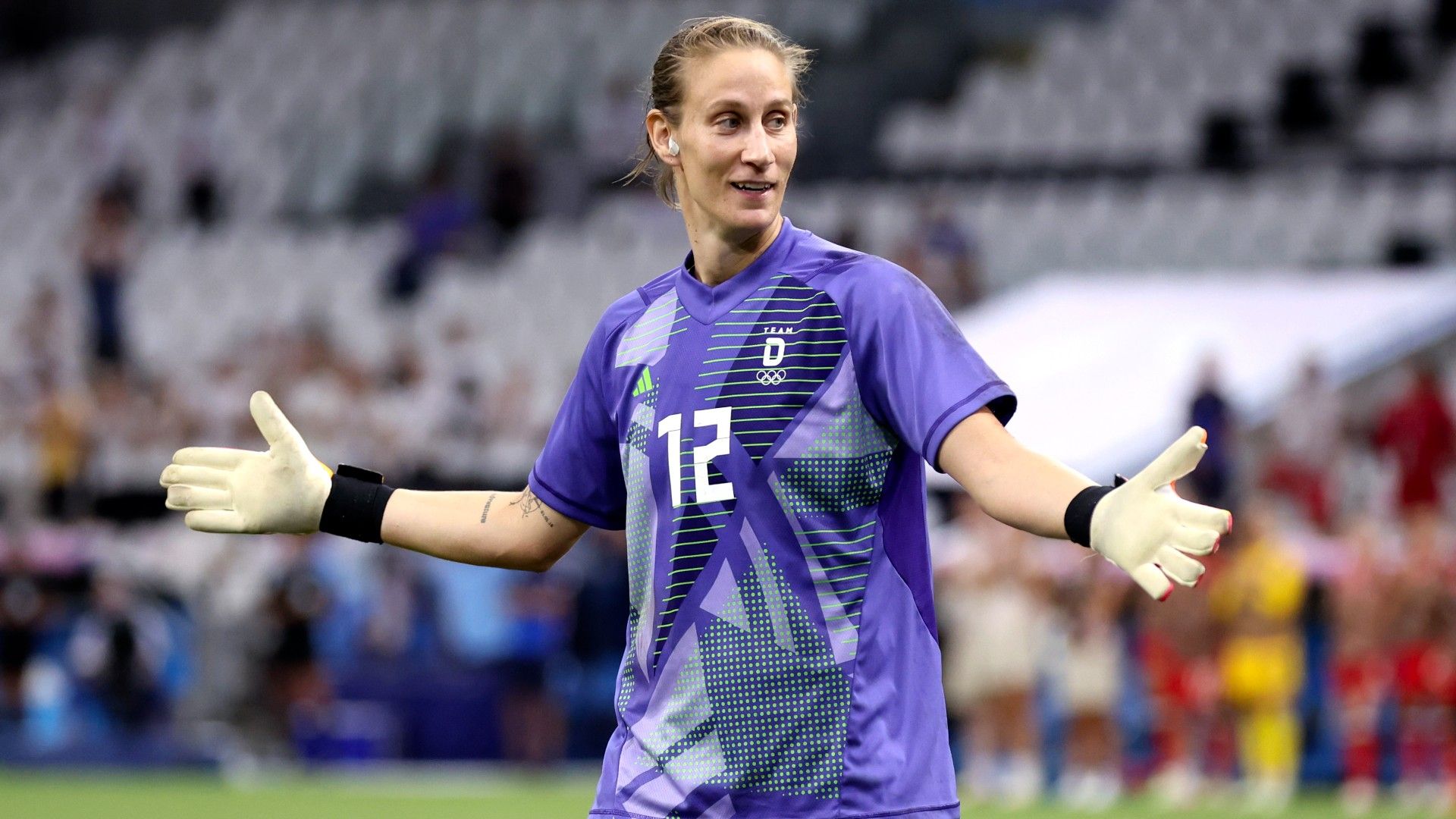 Ann-Katrin Berger #12 of Team Germany celebrates