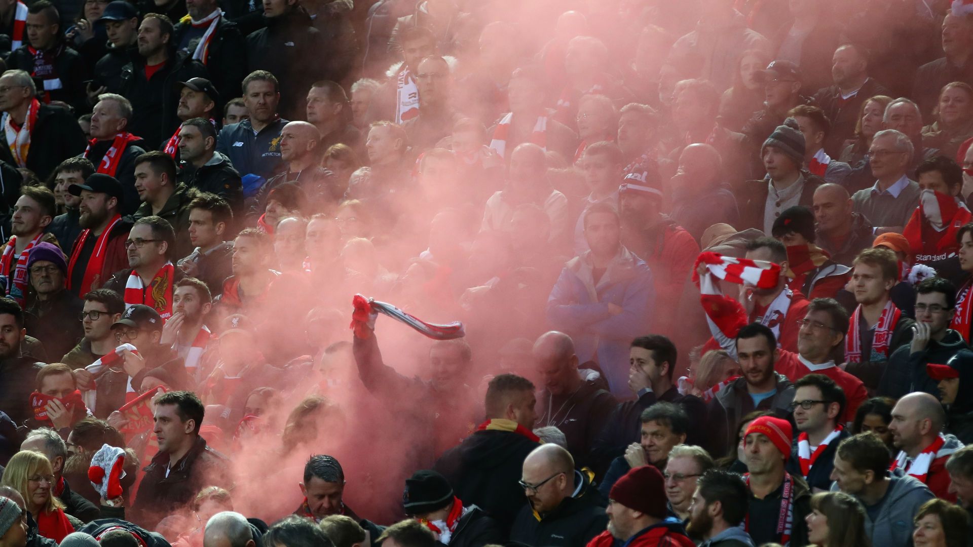 Liverpool fans during the Roma first leg