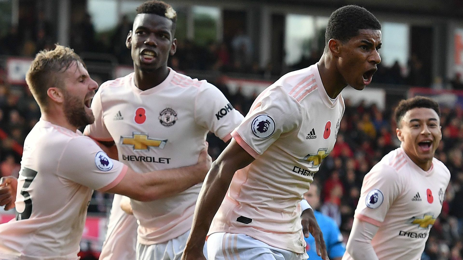 PAUL POGBA MARCUS RASHFORD MANCHESTER UNITED PREMIER LEAGUE 03112018