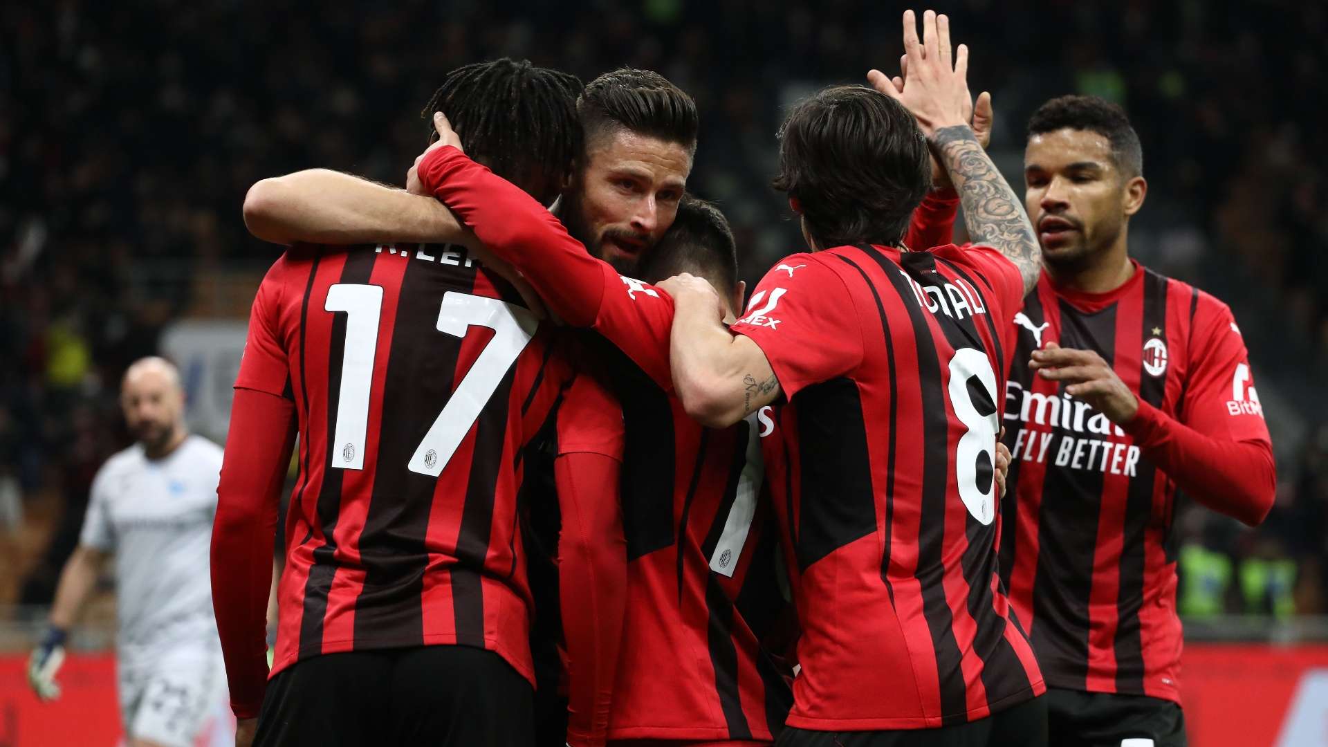 Milan celebrating against Lazio, Coppa Italia