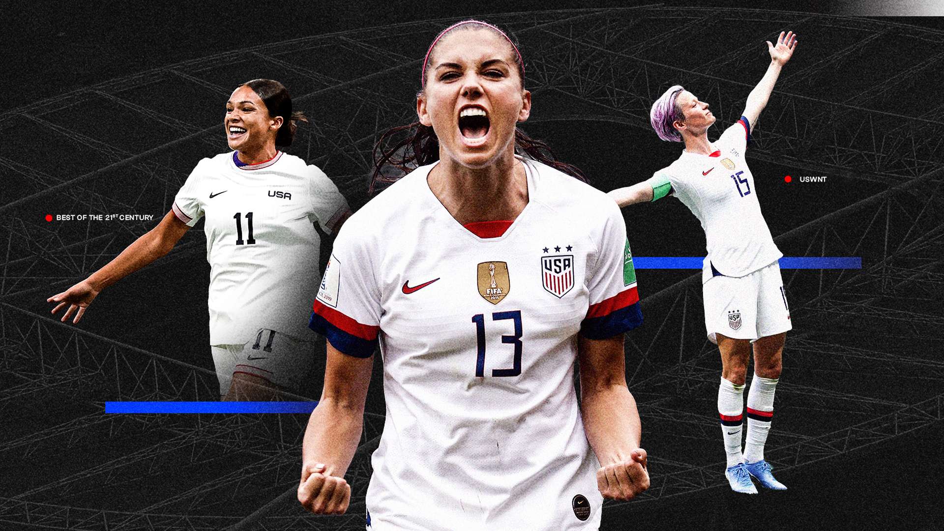 Sophia Smith, Alex Morgan, Megan Rapinoe USWNT