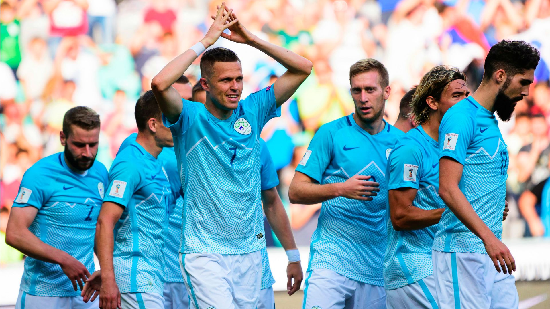 Josip Ilicic celebrating Slovenia Malta WC Europe qualifiers 10062017