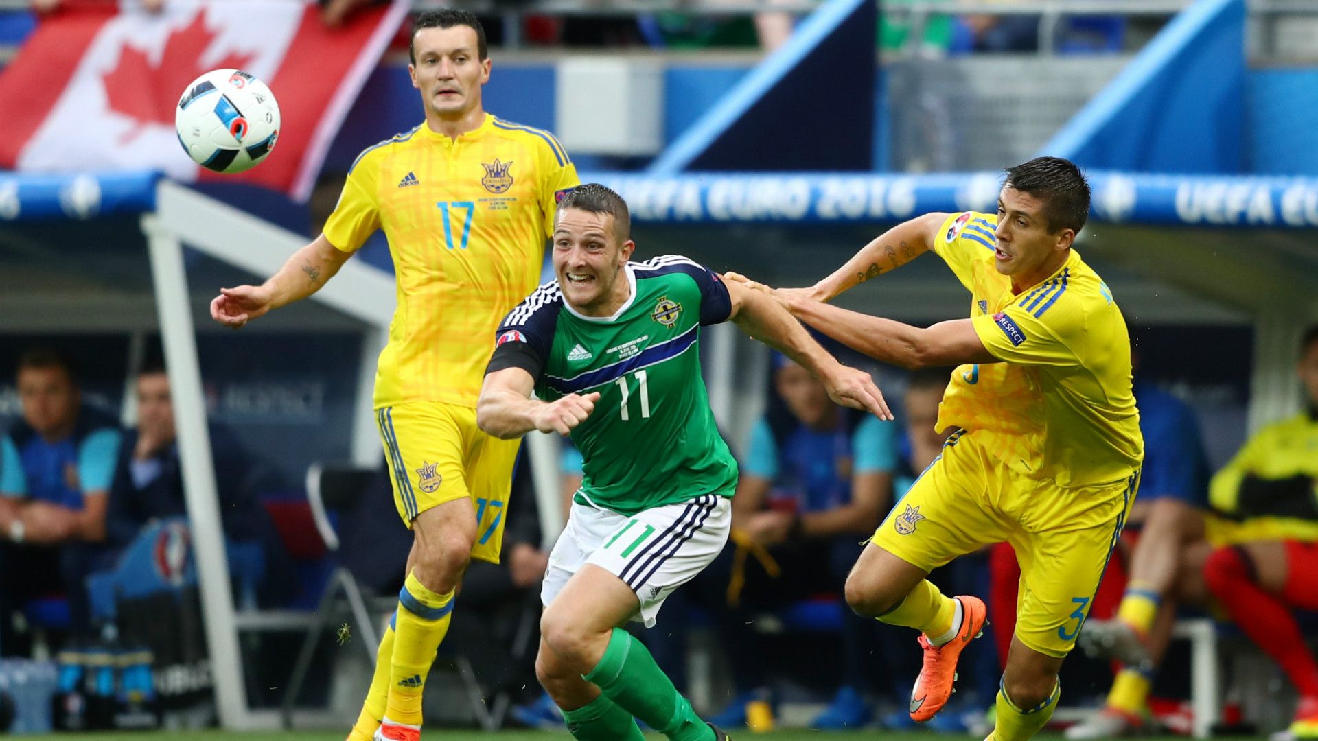 Conor Washington Yevhen Khacheridi Ukraine Northern Ireland European Championship 16062016