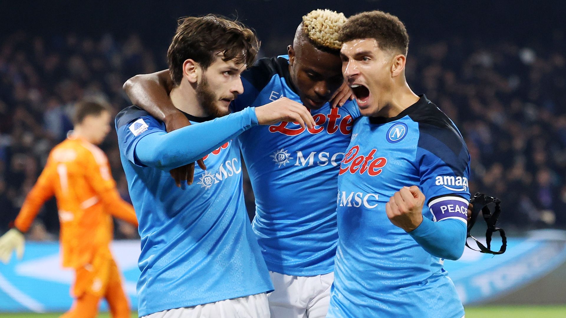 Osimhen Napoli celebrating Juventus Serie A