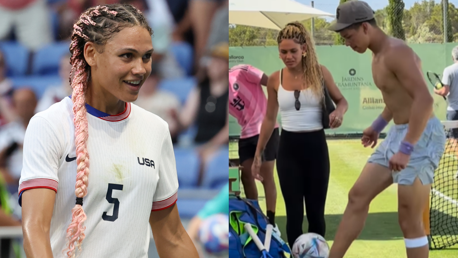 VIDEO: ‘He’s a baller’ - Trinity Rodman’s tennis ace boyfriend Ben Shelton shows off keepy-uppy skills as USWNT star watches big-hitting American in Mallorca | Goal.com UK