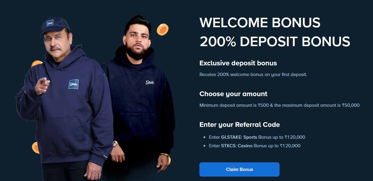 Stake referral code bonus banner