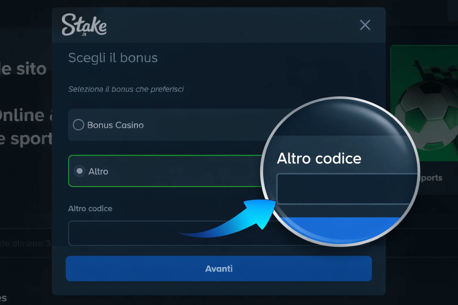 codice promo stake